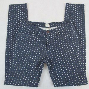 Lands End Size 2 Womens SUPER‎ SKINNY Canvas Tan POLKA DOT STRETCH Blue Jeans